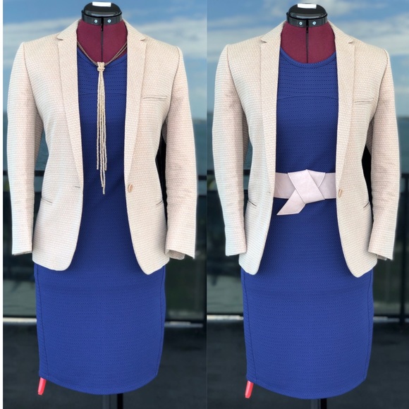 Reiss Rita Mesh Sleeves Bodycon Dress in Indigo - Picture 11 of 13